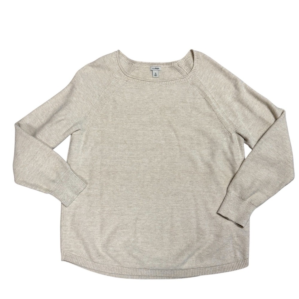 L.L. Bean Women's Tunic‎ Cotton Sweater XL Long Sleeve Crewneck Oatmeal